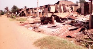 Some of the buildings destroyed in Urugbam