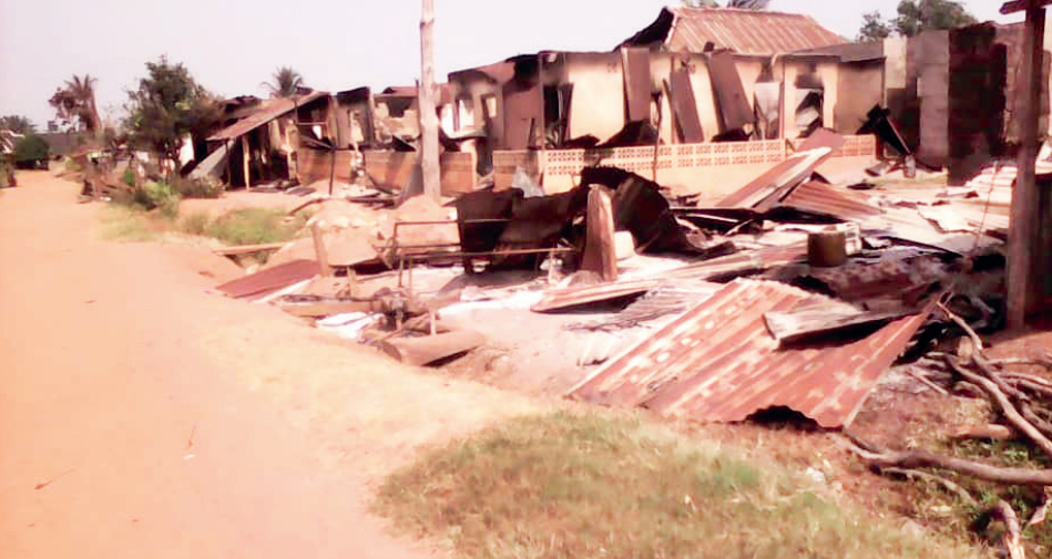 Some of the buildings destroyed in Urugbam