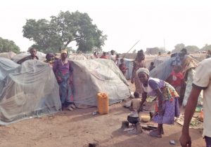 Some of the makeshift tents