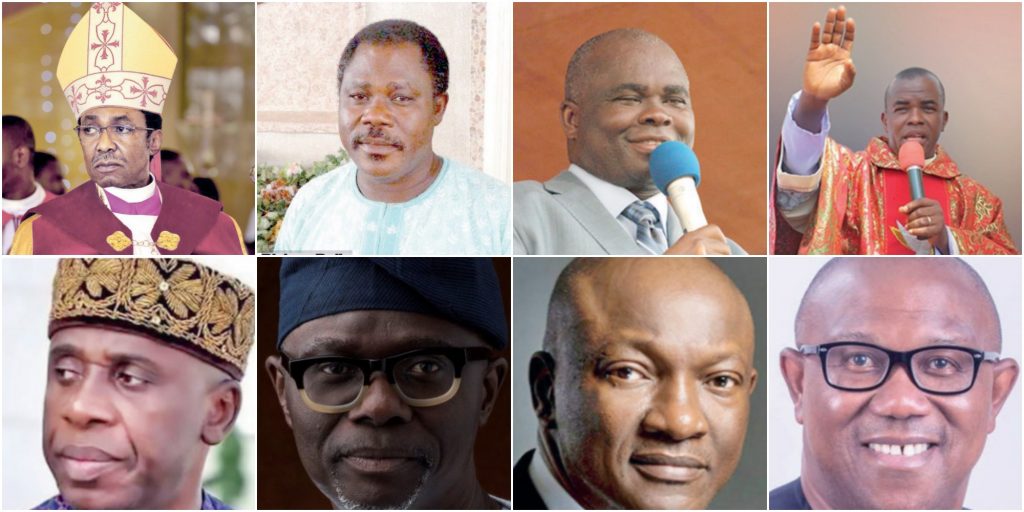1st row (L-R): Chukwuma, Bello, Muoka, Mbaka 2nd row (L-R): Amaechi, Sanwo-Olu, Agbaje, Obi