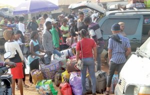 Travellers at a park in Abuja