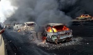 Vehicles destroyed in the inferno on Otedola Bridge