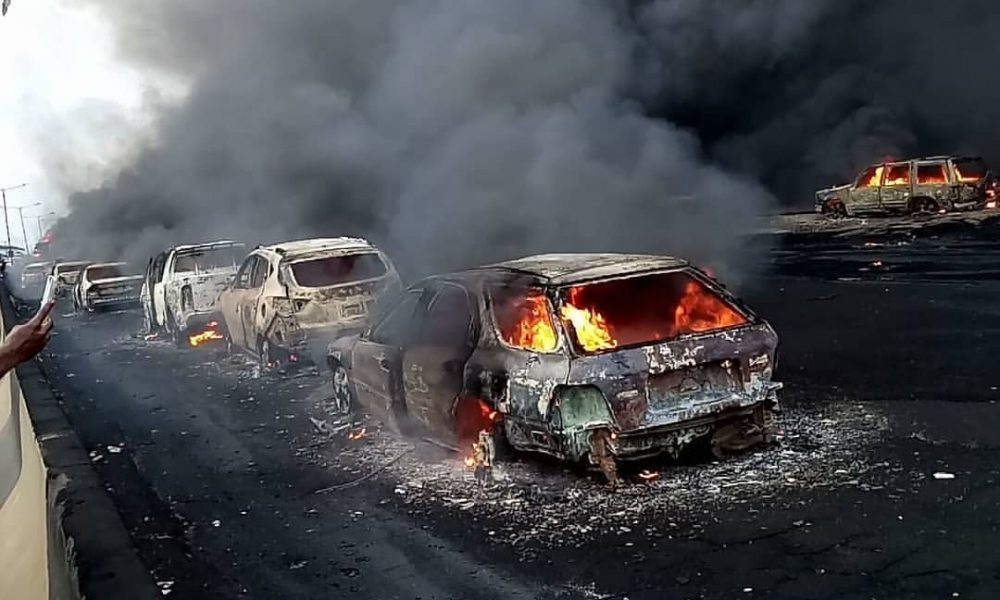 Vehicles destroyed in the inferno on Otedola Bridge