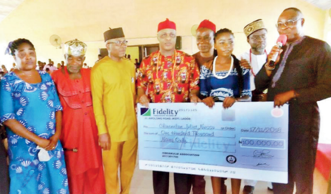 presentation of cheque to one of the student