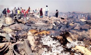 A burnt portion of the market