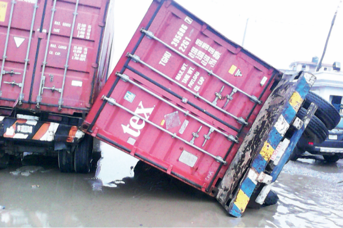 A fallen container on Dillion Street