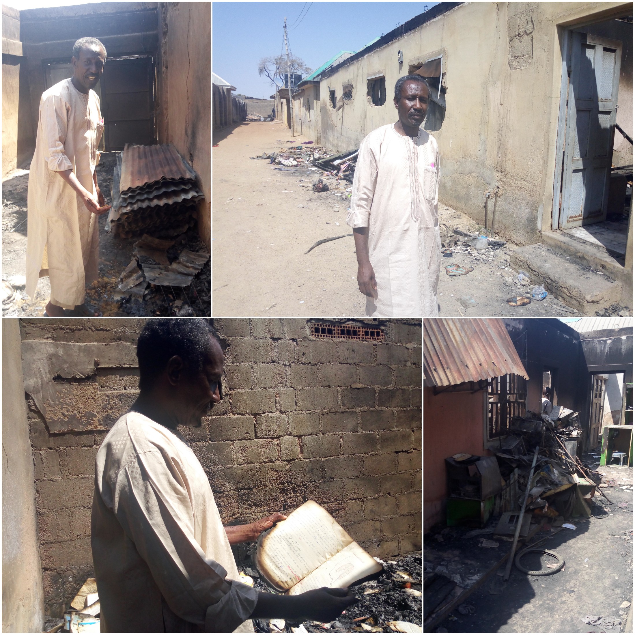 Maikudi in the ruins of his burned out property