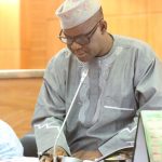 Clerk of the Lagos State House of Assembly Mr Sanni Azeez reads a letter of notification for presentation of Budget