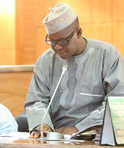 Clerk of the Lagos State House of Assembly Mr Sanni Azeez reads a letter of notification for presentation of Budget