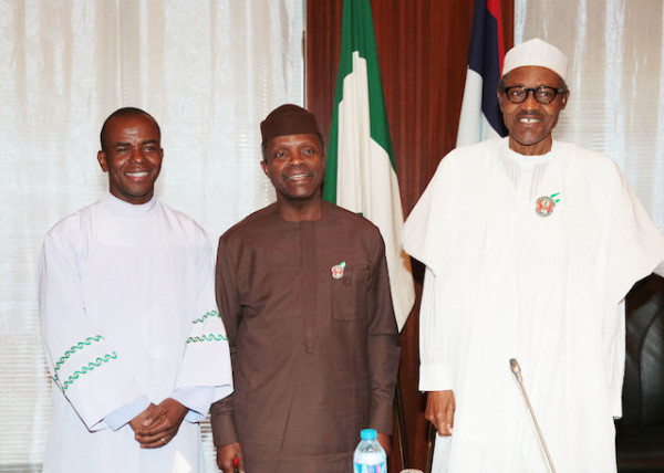 PRESIDENT BUHARI RECEIVES REV FR MBAKA