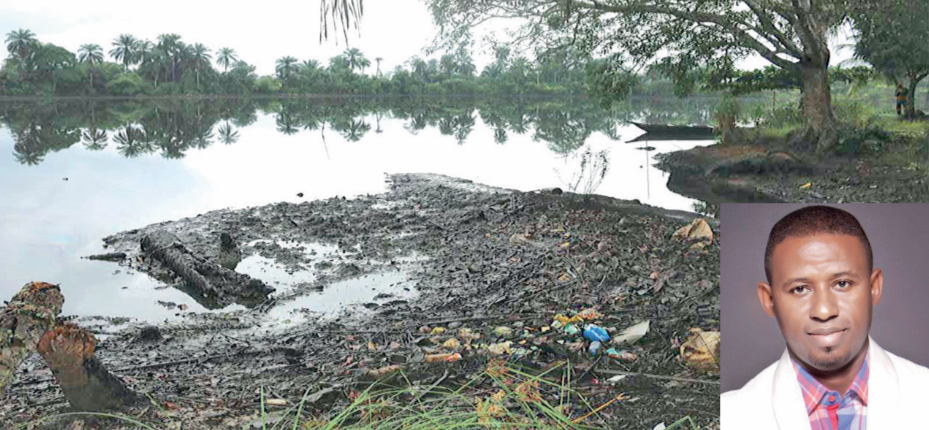 Polluted waters of Ogoniland (Inset: Dr Sam)