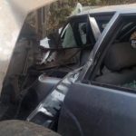Crashed vehicles at scene of accident
