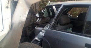 Crashed vehicles at scene of accident
