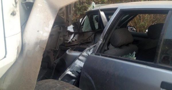 Crashed vehicles at scene of accident