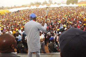 Edo Governor Godwin Obaseki at a campaign rally