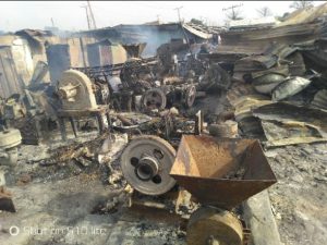 Damage from the fire incident at Kaduna central market