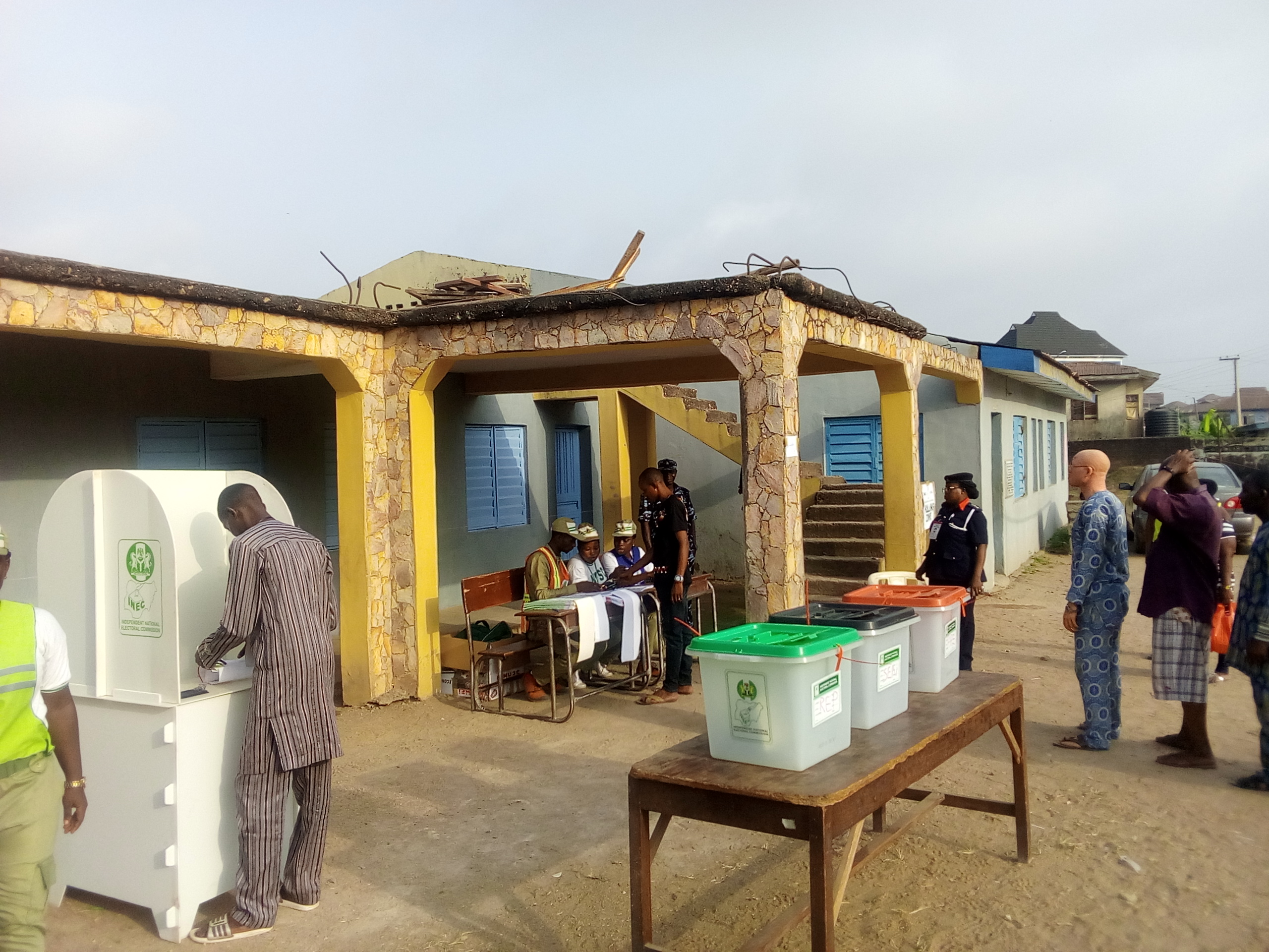 A voter casting his vote after accreditation in Ogun