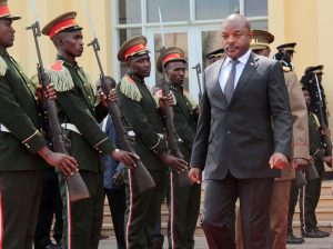 FILE PHOTO: Burundi’s President Pierre Nkurunziza walks during a ceremony in tribute to the former late President Colonel Jean-Baptiste Bagaza at the national congress palace in Bujumbura, Burundi