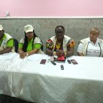 Head of Mission, Pan-African Women Projects, South Africa, Dr (Mrs) Eben Udensi (2nd R) flanked by others during a press briefing in Abakaliki