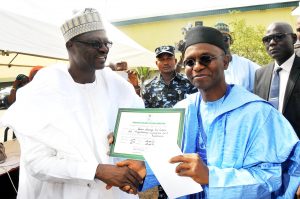 PIC.-5.INEC-COMMISSIONER-PRESENTING-CERTIFICATE-OF-RETURN-TO-MALAM-EL-RUFAI-IN-KADUNA