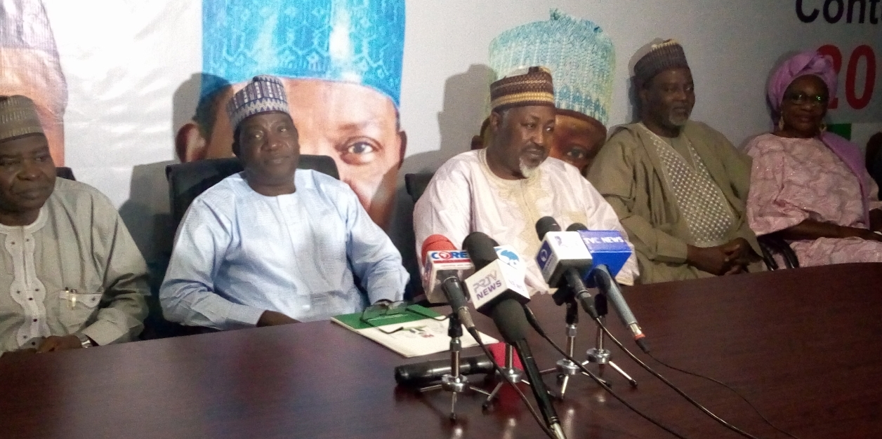 Governor Simon Lalong of Plateau State while briefing Journalists after he was declared winner of the supplementary Governorship election in the state