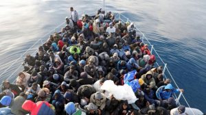 A-boat-load-of-migrants-crossing-the-sea.