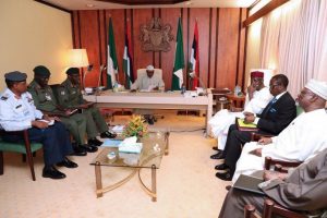 Buhari-Meets-Security-Chiefs-at-the-Presidential-Villa