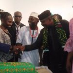 L – R Comrade Durotimi, Mrs Adeboye, Comrade Iroko, and others cutting the anniversary cake.