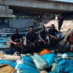 Five arrested suspects parades by the IGP Task Force On Pipeline Vandalism in Warri, Friday