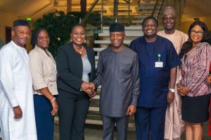 Egbemode (3rd from left), Osinbajo (m), Adesina (3rd from right)
