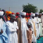 Kebbi State Deputy, Governor Col (retd) Samaila Yombe Dabai at Eid praying ground, Zuru, along with Emir of Zuru and other personalities