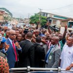 Governor Dapo Abiodun while visiting areas devastated by floods in Abeokuta (Tuesday, June 11)