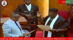Okorocha takes oath of office in Senate
