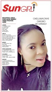 Sun Girl OKELUWAONYE OKIGBO 08134984521