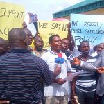 Mr Daniel Angyu addressing the press during the protest