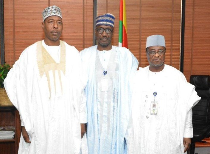 L-R: Zulum, Kyari, Baru