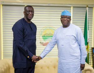 L-R: AfDB Country Director Ebrima Faal, Ekiti State Governor Kayode Fayemi