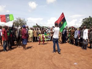 IPOB members during their protest in Abakaliki, Ebonyi State capital