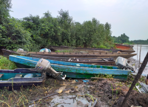 Speed boats and cotonou boats used to convey refined crude and locally refined products by the oil thives to major towns and cities in Delta State-083850
