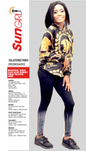 SUN GIRL: OLATOKUNBO, 09028024392-071140