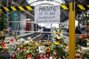 The sign at platform seven letting people know about Tuesday’s gathering. Photo: DPA