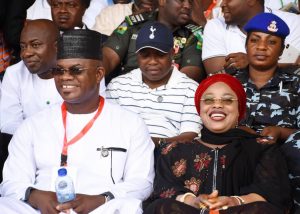 (L-R:) Kogi State Governor Yahaya Bello, FCT Minister of State Ramatu Aliyu