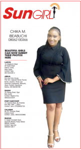 SUN GIRL: CHIKA M IBEABUCHI, 08062100366
