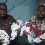 Mr and Mrs Luka Bot Balewa with their quadruplets