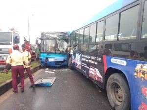 Many injured as 2 BRT buses collide in Lagos