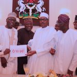Kwara State Governor Alhaji Abdulrahman Abdulrazaq (2nd left) with President Muhammadu Buhari (3rd right)