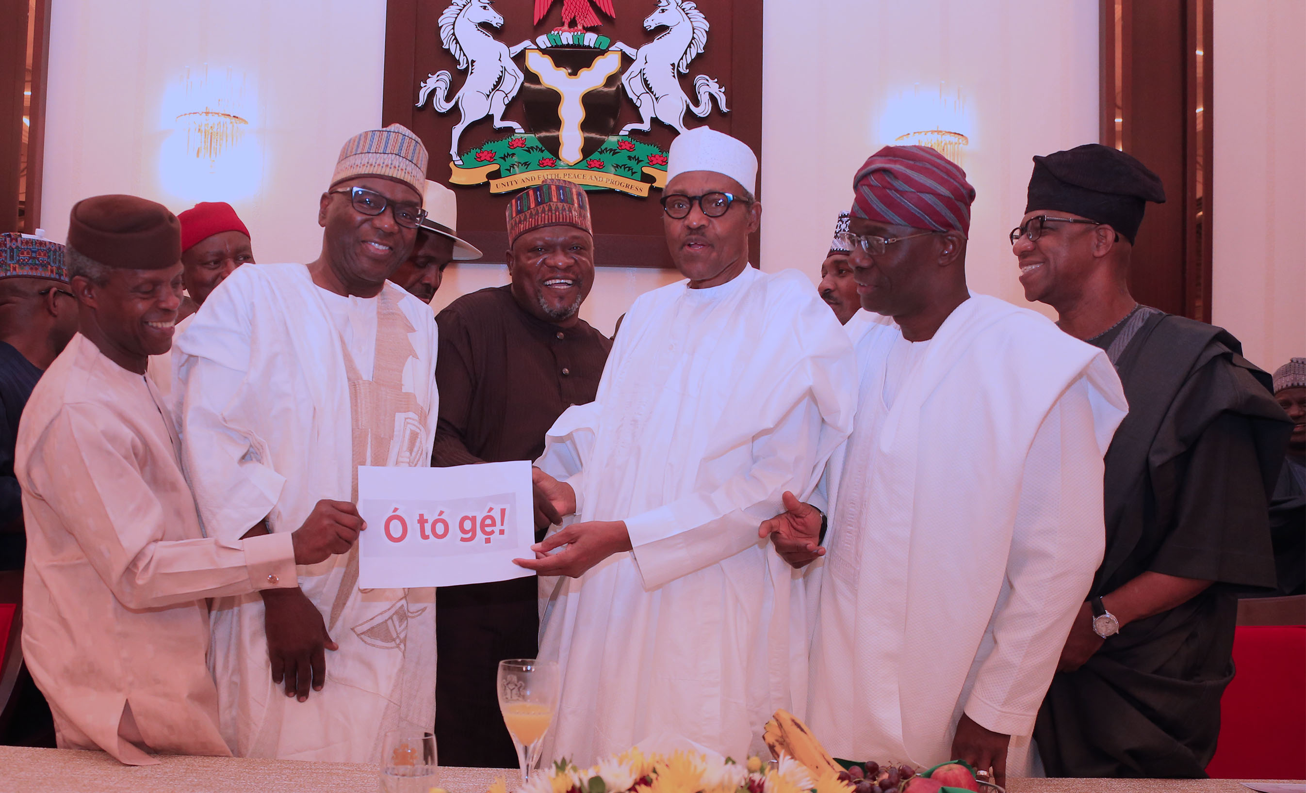 Kwara State Governor Alhaji Abdulrahman Abdulrazaq (2nd left) with President Muhammadu Buhari (3rd right)