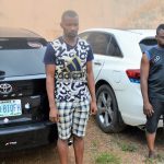 Crown Babatunde Akeju male and Toba Agbanah, Toba, cybercriminals arrested in Ibadan by the EFCC
