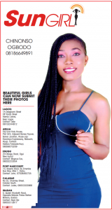SUN GIRL: CHINONSO OGBODO, 08186649891