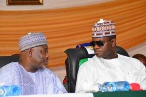 Kogi State Deputy Governor Simon Achuba (left), Governor Yahaya Bello (right)